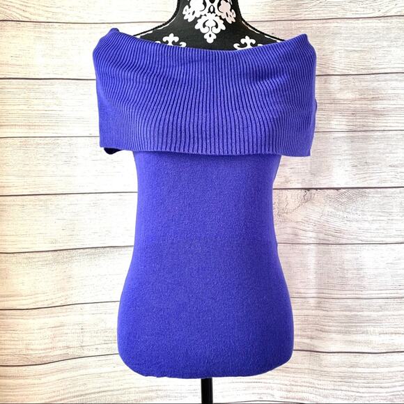 Apt. 9 Purple Cowl Neck Sweater Short Sleeves Fitted Size XS - Picture 14 of 16